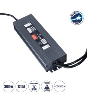 GLOBOSTAR® LUMISPLASH 60966 Τροφοδοτικό-Μετασχηματιστής Class II SELV 300W 12.5A DC 24V Αδιάβροχο IP68 - AC 220-240V σε DC 24V - M23.5 x W7.5 x H3.6cm - 3 Χρόνια Εγγύηση